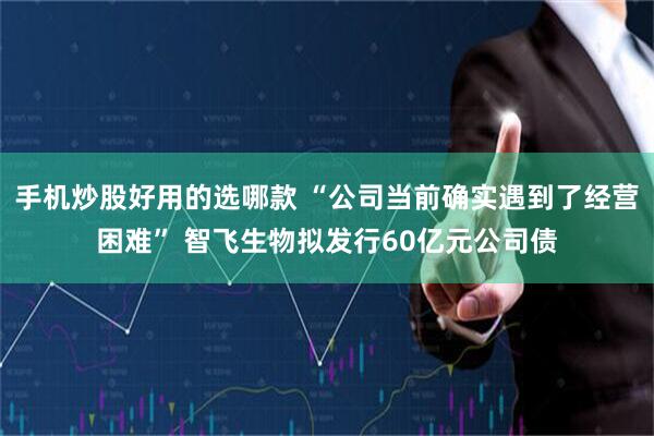 手机炒股好用的选哪款 “公司当前确实遇到了经营困难” 智飞生物拟发行60亿元公司债