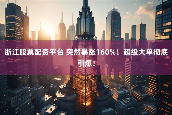 浙江股票配资平台 突然暴涨160%！超级大单彻底引爆！